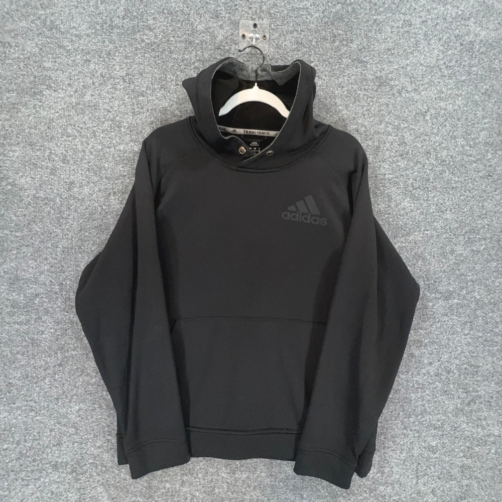 Adidas Hoodie Men Large Black ClimaWarm Team Issue Pullover Sweatshirt Active